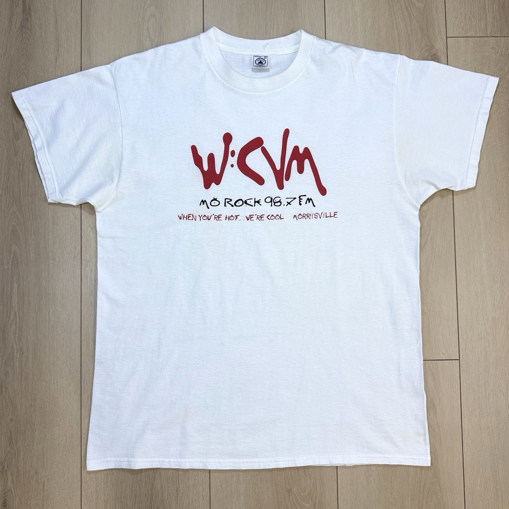 VTG Y2K W:CM 98.7 FM Mens XL Radio Station Single Stitch T Shirt White Delta Pro